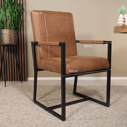 SET DEAL: 6 stuks Eetkamerstoel cognac microvezel Forest