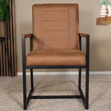 SET DEAL: 6 stuks Eetkamerstoel cognac microvezel Forest