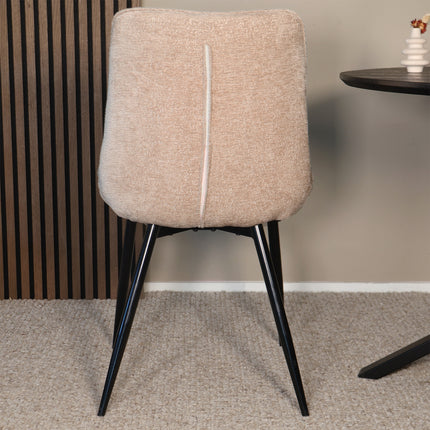 SET DEAL 6 stuks: Eetkamerstoel beige chenille de Vince