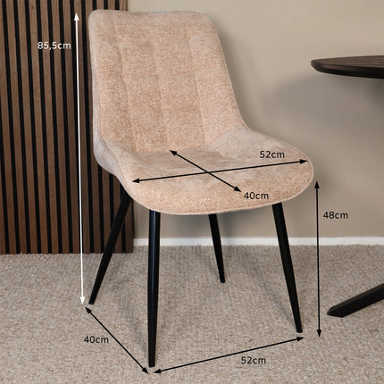 SET DEAL 6 stuks: Eetkamerstoel beige chenille de Vince
