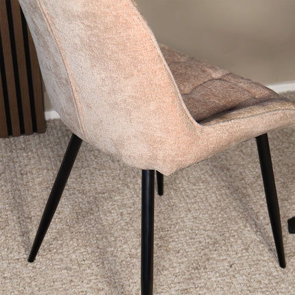 SET DEAL 6 stuks: Eetkamerstoel beige chenille de Vince