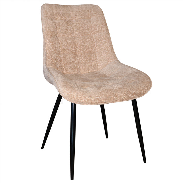SET DEAL: 4 Eetkamerstoelen beige chenille de Vince