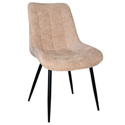 SET DEAL 6 stuks: Eetkamerstoel beige chenille de Vince