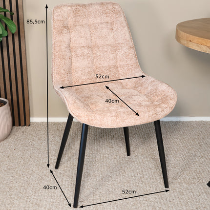 SET DEAL: 6 Eetkamerstoelen taupe chenille de Vince