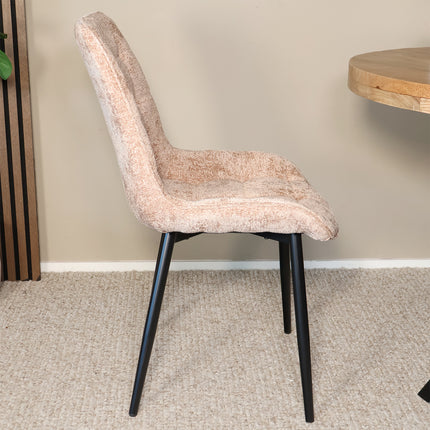 SET DEAL: 6 Eetkamerstoelen taupe chenille de Vince