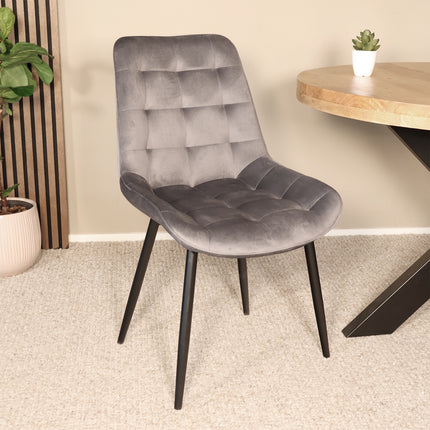 SET DEAL: 4 Eetkamerstoelen grijs velvet de Vince