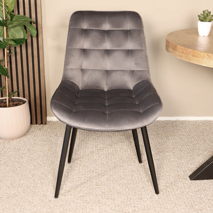 SET DEAL: 6 Eetkamerstoelen grijs velvet de Vince