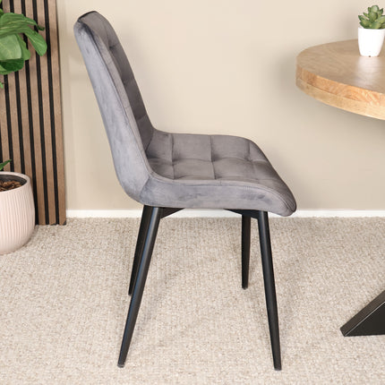 SET DEAL: 6 Eetkamerstoelen grijs velvet de Vince
