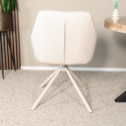 SET DEAL: 6 stuks Eetkamerstoel draaibaar beige stof Lies