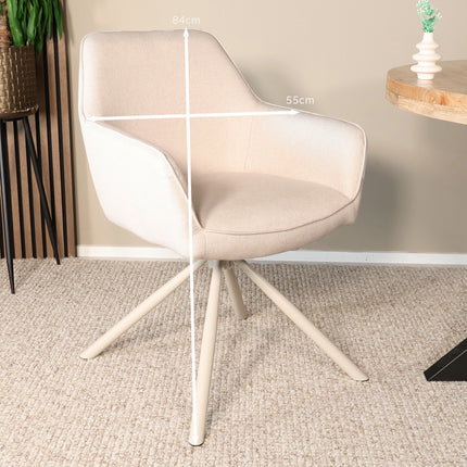 SET DEAL: 6 stuks Eetkamerstoel draaibaar beige stof Lies