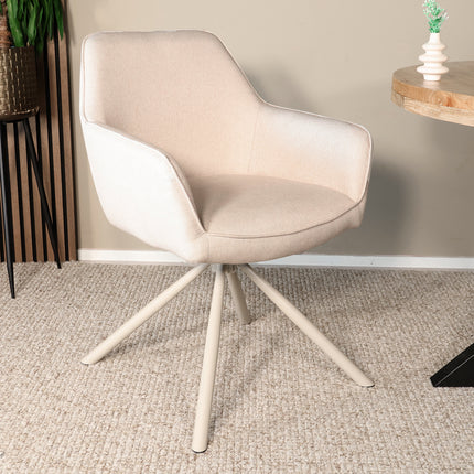 SET DEAL: 6 stuks Eetkamerstoel draaibaar beige stof Lies