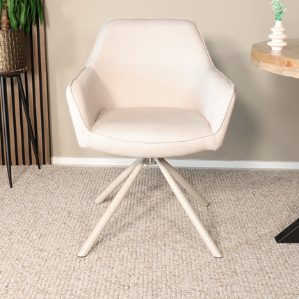 SET DEAL: 6 stuks Eetkamerstoel draaibaar beige stof Lies