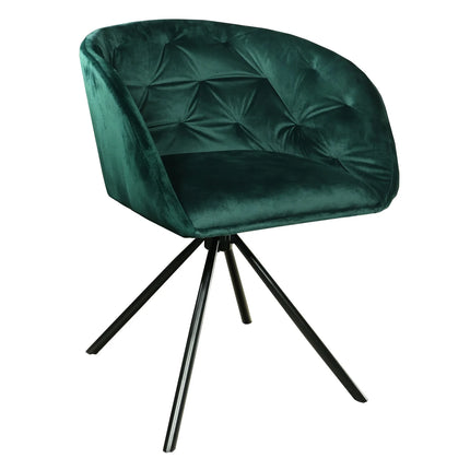 SET DEAL 6 stuks: Eetkamerstoel draaibaar donkergroen velvet Willow