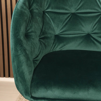 SET DEAL 4 stuks: Eetkamerstoel draaibaar donkergroen velvet Willow