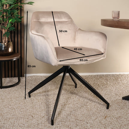 SET DEAL 6 stuks: Eetkamerstoel draaibaar Montana taupe velvet