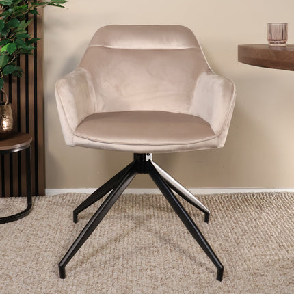 SET DEAL 6 stuks: Eetkamerstoel draaibaar Montana taupe velvet