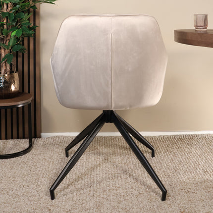 SET DEAL 6 stuks: Eetkamerstoel draaibaar Montana taupe velvet