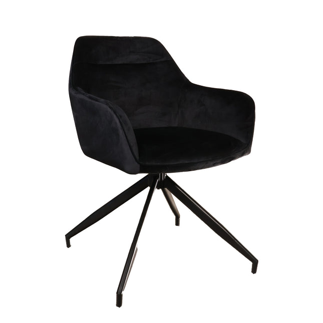 SET DEAL 6 stuks: Eetkamerstoel draaibaar Montana zwart velvet