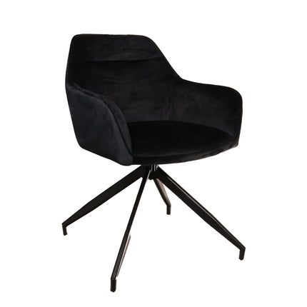 SET DEAL 6 stuks: Eetkamerstoel draaibaar Montana zwart velvet