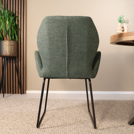 SET DEAL: 4 Eetkamerstoelen geweven stof donkergroen Miley