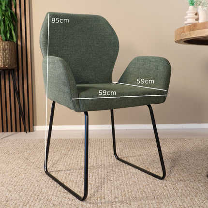 SET DEAL: 6 Eetkamerstoelen geweven stof donkergroen Miley