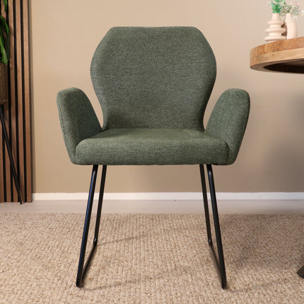 SET DEAL: 4 Eetkamerstoelen geweven stof donkergroen Miley