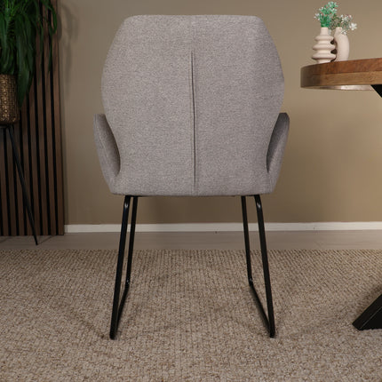 SET DEAL: 4 Eetkamerstoelen geweven stof lichtgrijs Miley