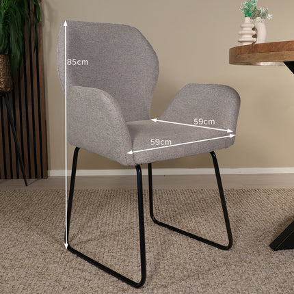 SET DEAL: 6 Eetkamerstoelen geweven stof lichtgrijs Miley
