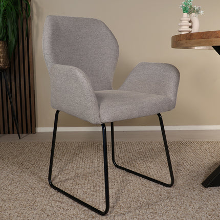 SET DEAL: 6 Eetkamerstoelen geweven stof lichtgrijs Miley