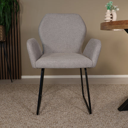 SET DEAL: 4 Eetkamerstoelen geweven stof lichtgrijs Miley