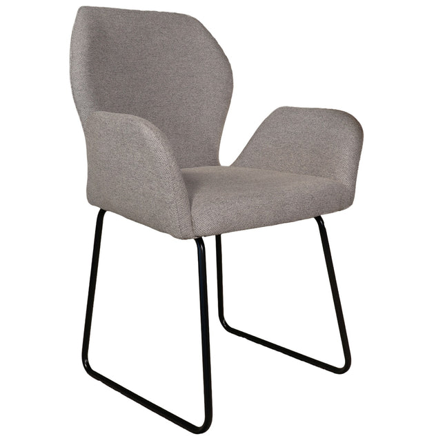 SET DEAL: 6 Eetkamerstoelen geweven stof lichtgrijs Miley