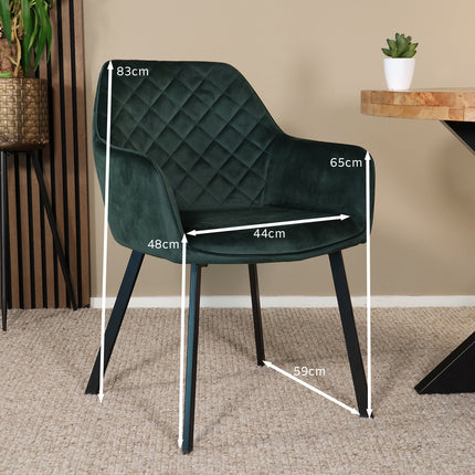 SET DEAL 6 stuks: Eetkamerstoel groen velvet Yurgan