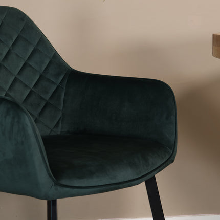 SET DEAL 4 stuks: Eetkamerstoel donkergroen velvet Yurgan