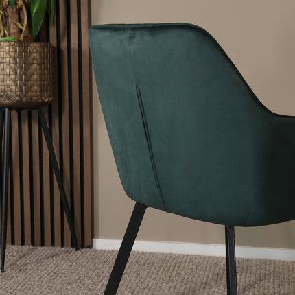 SET DEAL 4 stuks: Eetkamerstoel groen velvet Yurgan