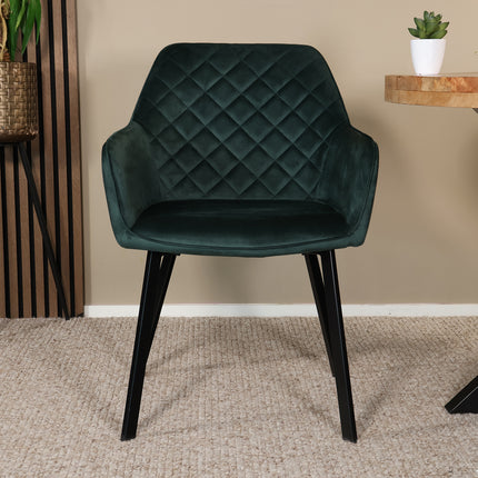 SET DEAL 4 stuks: Eetkamerstoel groen velvet Yurgan