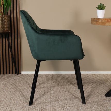 SET DEAL 6 stuks: Eetkamerstoel groen velvet Yurgan