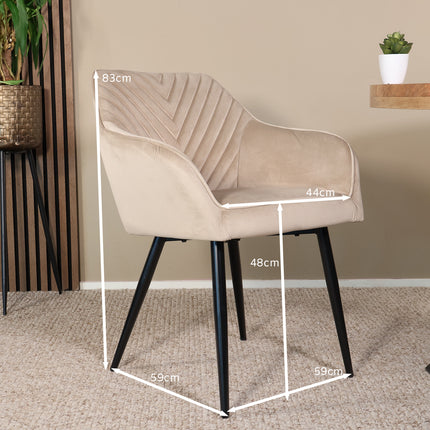 Eetkamerstoel lichtbruin velvet Darcio