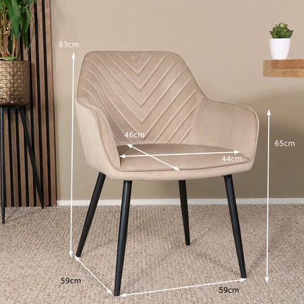 SET DEAL 4 stuks: Eetkamerstoel lichtbruin velvet Darcio