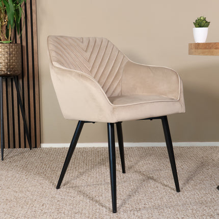 Eetkamerstoel lichtbruin velvet Darcio