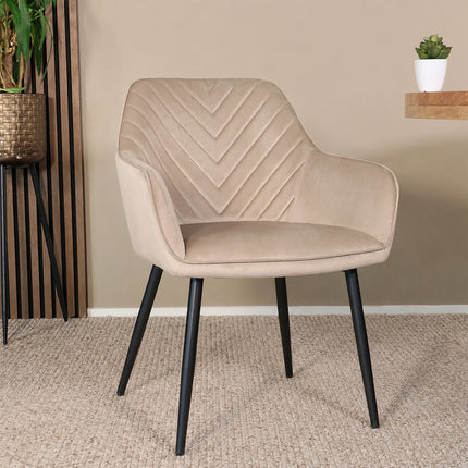 SET DEAL 4 stuks: Eetkamerstoel lichtbruin velvet Darcio