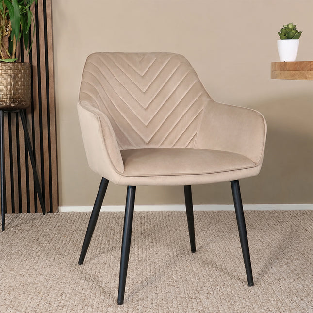SET DEAL 4 stuks: Eetkamerstoel lichtbruin velvet Darcio