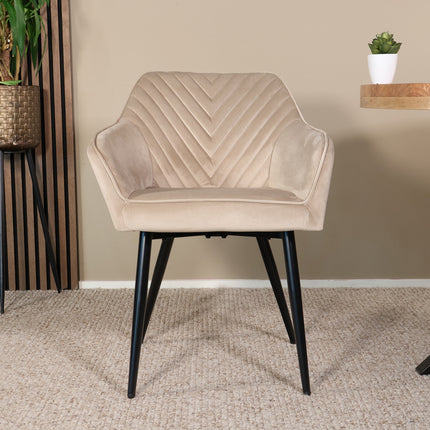 Eetkamerstoel lichtbruin velvet Darcio