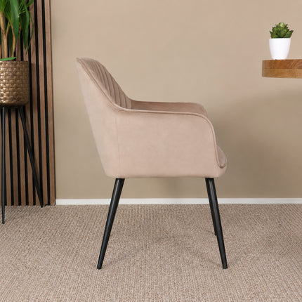 SET DEAL 6 stuks: Eetkamerstoel lichtbruin velvet Darcio