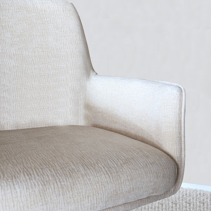 Eetkamerstoel draaibaar beige chenille Lumi