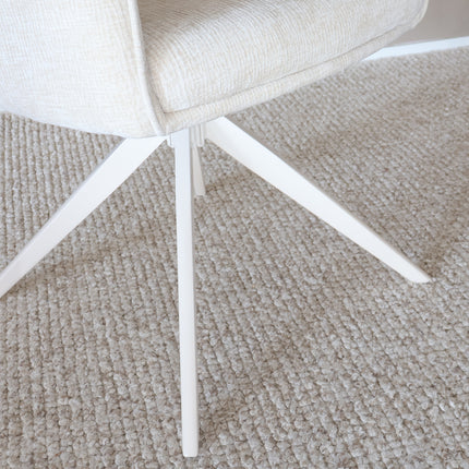 SET DEAL: 6 stuks Eetkamerstoel draaibaar beige chenille Lumi