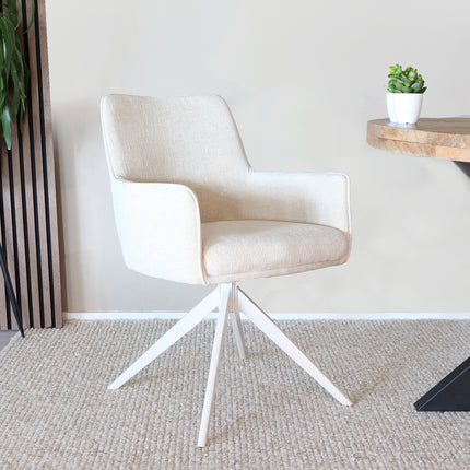 Eetkamerstoel draaibaar beige chenille Lumi