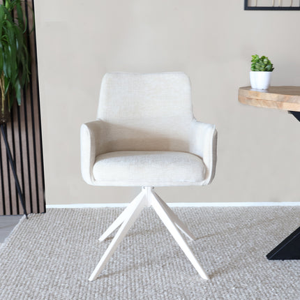 SET DEAL: 4 stuks Eetkamerstoel draaibaar beige chenille Lumi