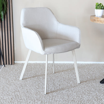 SET DEAL: 6 stuks Eetkamerstoel beige stof Maris