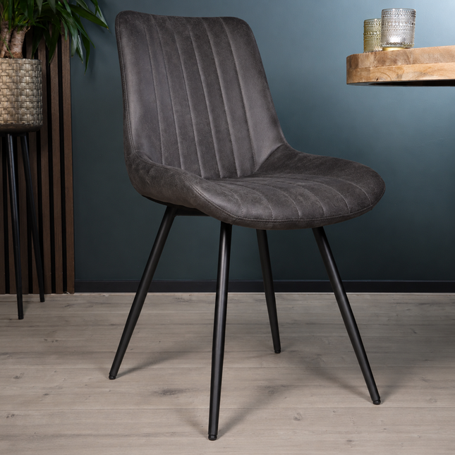 SET DEAL 6 stuks: Eetkamerstoel grijs microvezel Susta
