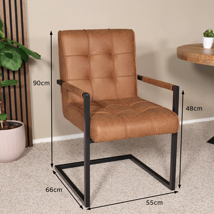 Eetkamerstoel cognac microvezel Milan